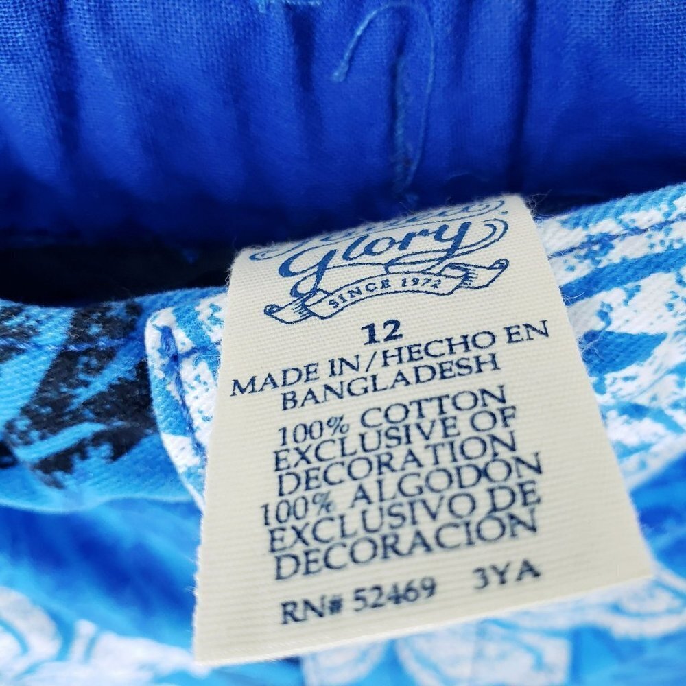 NWT Faded Glory Hawaiian Cargo Shorts Boy Size 12 Blue Floral - Picture 3 of 5